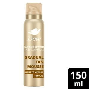Dove Summer Revived Gradual Tanning Mousse Light Medium Hydrates Skin & Builds Natural Glow 150ml