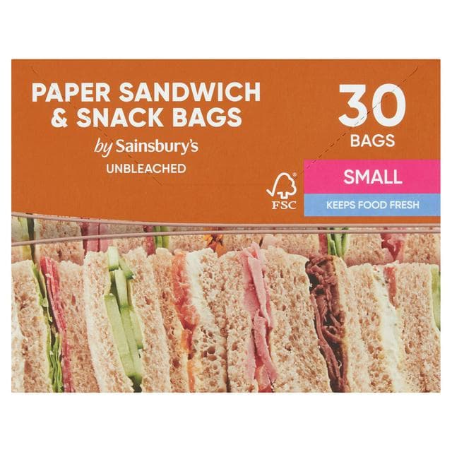 Sainsbury's Paper Sandwich & Snack Bags Small x30 - gallery image 1