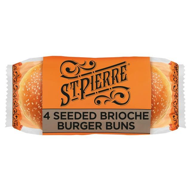 St. Pierre Seeded Brioche Burger Buns Pre-Sliced Rolls x4 - gallery image 1
