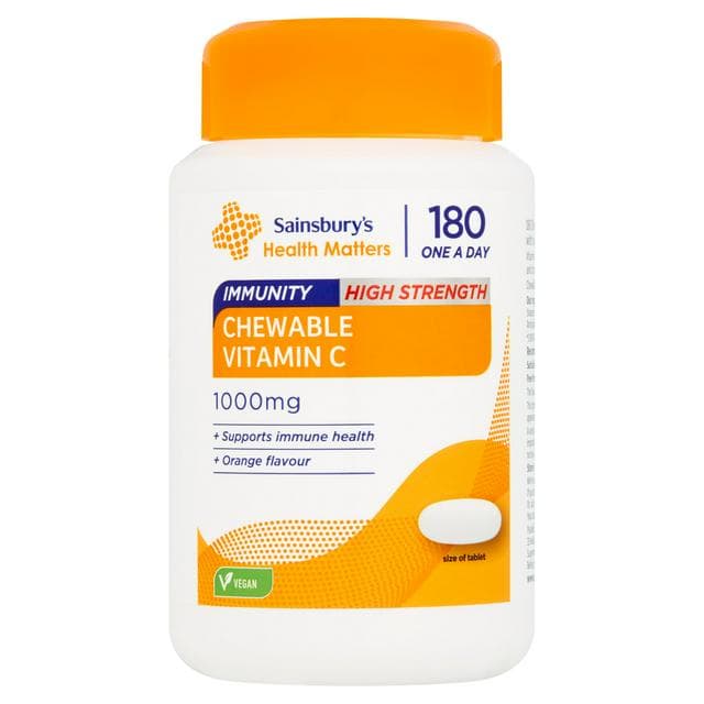 Sainsbury's Health Matters Immunity Chewable Vitamin C One a Day Tablet x180 1000mg - gallery image 1