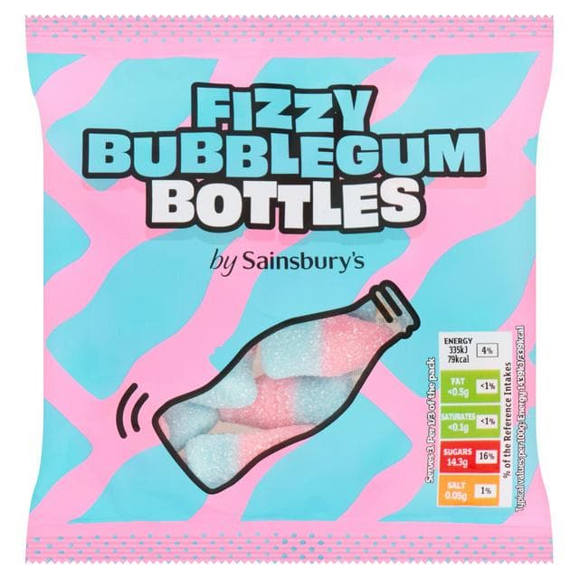 Sainsbury's Fizzy Bubblegum Bottles 70g - gallery image 1