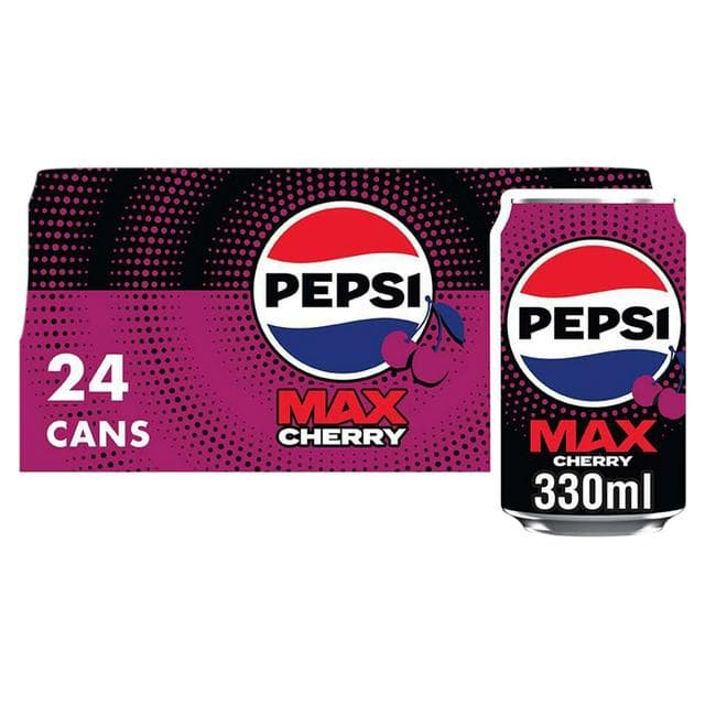 Pepsi Max Cherry No Sugar Cola Cans 24x330ml - gallery image 1