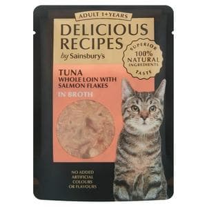 Sainsbury's Delicious Recipes 70g Tuna Whole Loin with Salmon Flakes in Broth Adult 1+ Year Cat Food