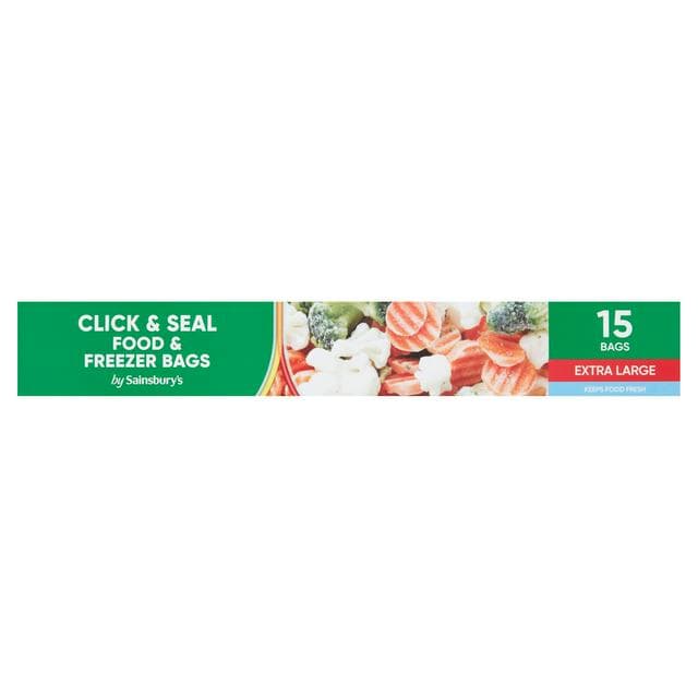 Sainsbury's Click & Seal Food Freezer Bags Extra Large x15 - gallery image 1