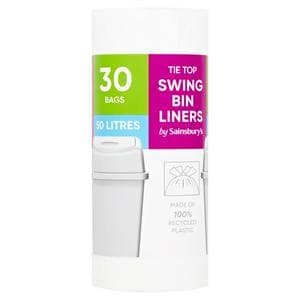 Sainsbury's Tie Top Swing Bin Liners Bags x30 50L
