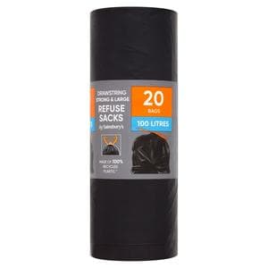 Sainsbury's Drawstring Strong & Large Refuse Sacks x20 100L
