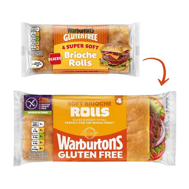 Warburtons Gluten Free Soft Sliced Brioche Rolls x4 - gallery image 2