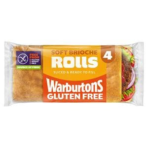 Warburtons Gluten Free Soft Sliced Brioche Rolls x4