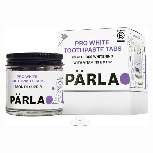 PÄRLA PRO High Gloss Whitening Sensitive Toothpaste Tabs for Remineralisation with Vit B12 62s - gallery image 1