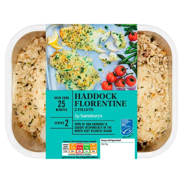 Sainsbury's MSC Ready to Cook Haddock Florentine 380g - gallery image 1