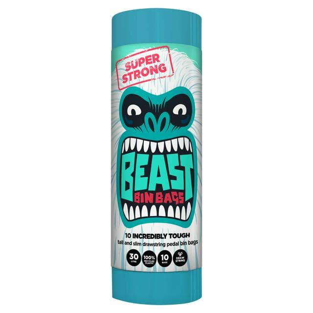 Beast Bin Bags Incredibly Tough Tall and Slim Drawstring Pedal Bin Bags x10 30L - gallery image 1