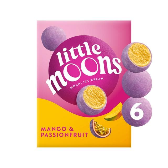 Little Moons Vegan Passionfruit & Mango Mochi Ice Cream Frozen Snack 6 x 32g - gallery image 1