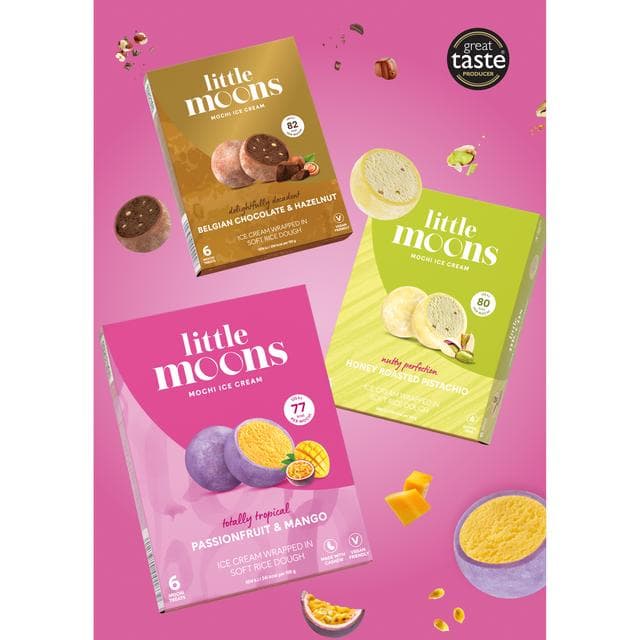 Little Moons Vegan Passionfruit & Mango Mochi Ice Cream Frozen Snack 6 x 32g - gallery image 3