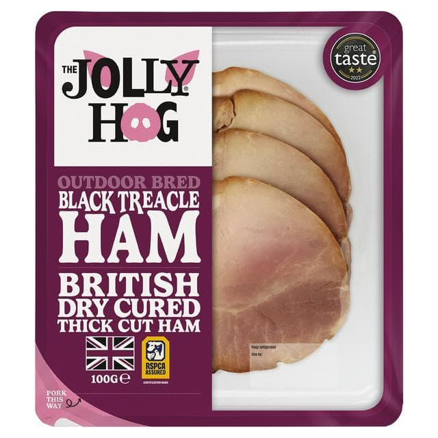 The Jolly Hog British Black Treacle Smoked Ham 100g - gallery image 1