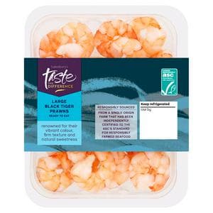 Sainsbury's Large Black Tiger Prawns ASC, Taste the Difference 150g