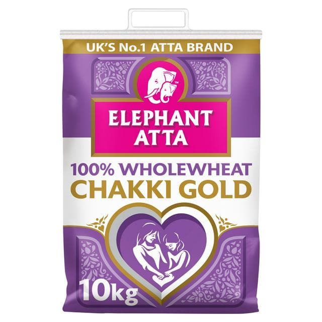 Elephant Atta 10kg Chakki Gold Whole Wheat Chapatti Flour - gallery image 1