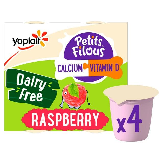 Petits Filous Kids Dairy Free Raspberry Yoghurt Pots 4x95g - gallery image 1