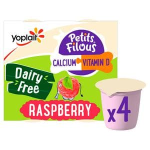 Petits Filous Kids Dairy Free Raspberry Yoghurt Pots 4x95g