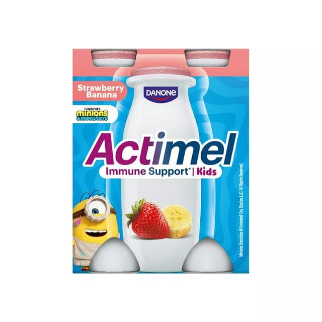 Actimel Kids Strawberry Banana Yoghurt Drink 4x100g - gallery image 1