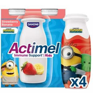 Actimel Kids Strawberry Banana Yoghurt Drink 4x100g