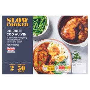 Sainsbury's Slow Cooked British Chicken Coq au Vin a Rich Red Wine Gravy with Mushrooms, Onions, & Bacon 620g (serves x2)