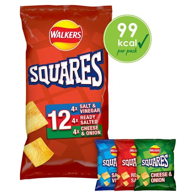 Walkers Squares Variety Multipack Snacks Crisps 12 x 22g - gallery image 1