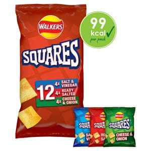 Walkers Squares Variety Multipack Snacks Crisps 12 x 22g