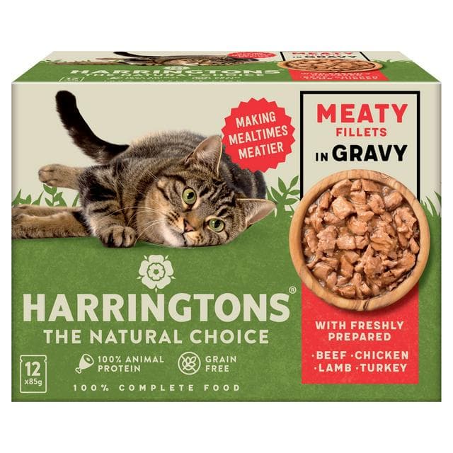 Harringtons Wet Cat Food Pouches Meat in Gravy 12 x 85g - gallery image 1