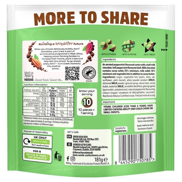 Aero Bubbles Peppermint Mint Chocolate Sharing Bag 181g - gallery image 3