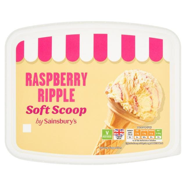 Sainsbury's Raspberry Ripple Soft Scoop 2L - gallery image 1