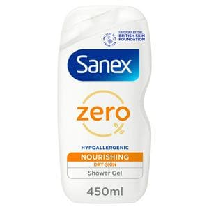 Sanex Zero% Nourishing Shower Gel Body Wash for Dry Skin 450ml