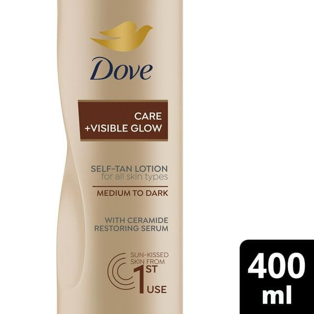 Dove Visible Glow Medium to Dark Self Tanning Lotion Fake Tan 400ml - gallery image 1