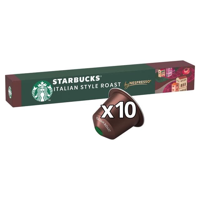 Starbucks Italian Style Roast By Nespresso Dark Roast Coffee Capsules, 56g Tube of 10 - gallery image 2