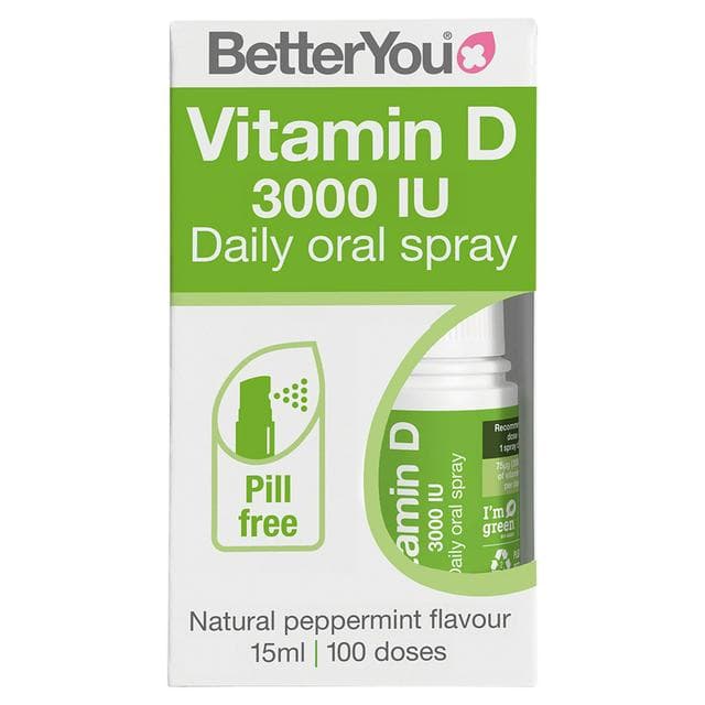 BetterYou D3000 Vitamin D Daily Oral Spray Natural Peppermint Flavour 15ml - gallery image 1