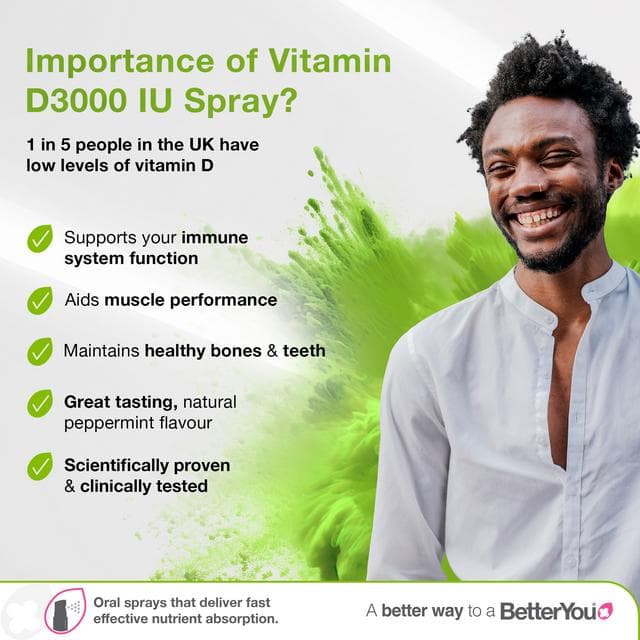 BetterYou D3000 Vitamin D Daily Oral Spray Natural Peppermint Flavour 15ml - gallery image 2