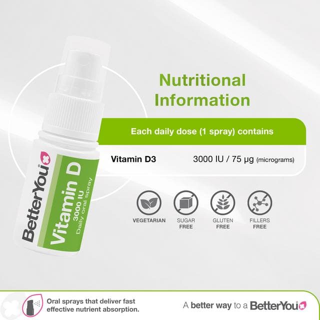 BetterYou D3000 Vitamin D Daily Oral Spray Natural Peppermint Flavour 15ml - gallery image 3