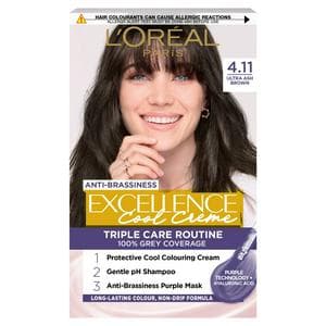 L'Oreal Paris Excellence Cool Crème Permanent Hair Dye Ultra Ash Brown 4.11
