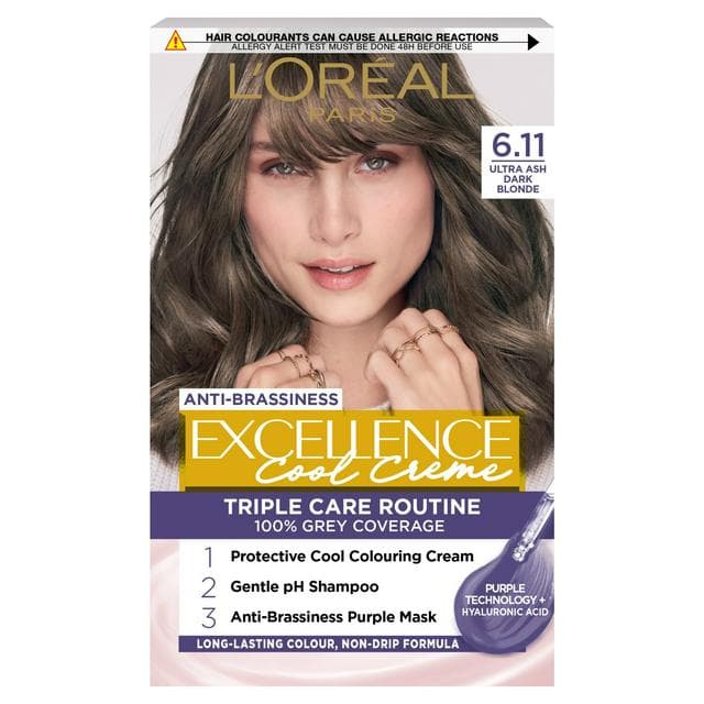 L'Oreal Paris Excellence Cool Crème Permanent Hair Dye Ultra Ash Dark Blonde 6.11 - gallery image 1