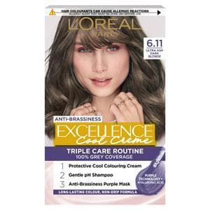 L'Oreal Paris Excellence Cool Crème Permanent Hair Dye Ultra Ash Dark Blonde 6.11