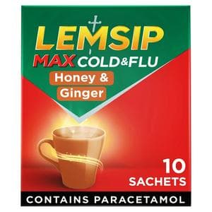 Lemsip Max Powder for Oral Solution Honey & Ginger Flavour Sachets x10