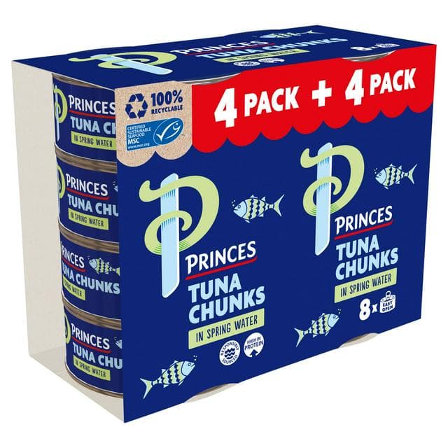 Princes 8 x 145g Tuna Chunks in Spring Water - gallery image 1