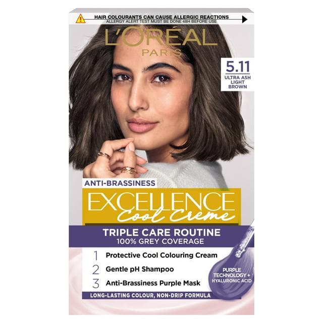 L'Oreal Paris Excellence Cool Crème Permanent Hair Dye Ultra Ash Light Brown 5.11 - gallery image 1