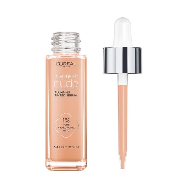 L'Oreal Paris True Match Nude Plumping Tinted Serum, 1% Hyaluronic Acid, Shade 3-4 Light-Medium - gallery image 2