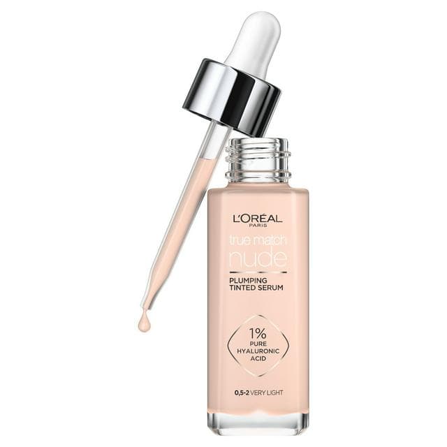 L'Oreal Paris True Match Nude Plumping Tinted Serum, 1% Hyaluronic Acid, Shade 0.5-2 Very Light - gallery image 1