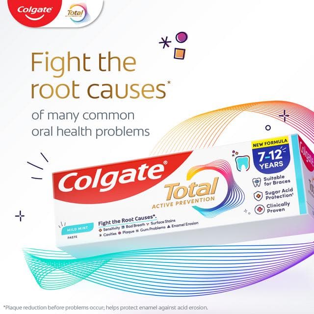 Colgate Total Active Prevention Kids 7-12 Years Mild Mint Toothpaste 50ml - gallery image 2