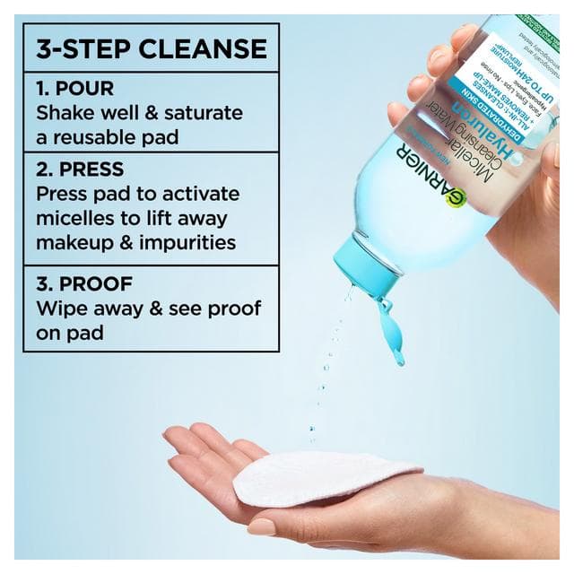 Garnier Micellar Hyaluronic Aloe Water Facial Cleanser Makeup Remover For Dehydrated Skin 400ml - gallery image 2