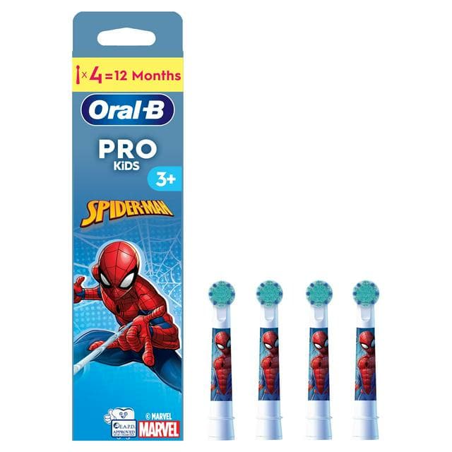 Oral-B Kids Spiderman Electric Toothbrush Replacement Heads x4 - gallery image 1