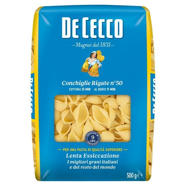 De Cecco Conchiglie Rigate Pasta 500g - gallery image 1