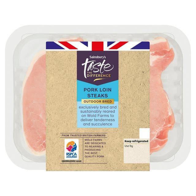 Sainsbury's British Fresh Outdoor Bred Pork Loin Steaks, Taste the Difference x2 400g - gallery image 1