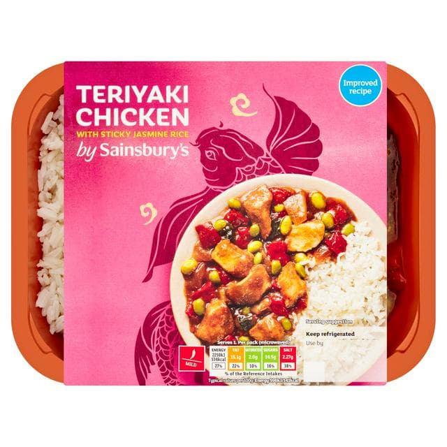 Sainsbury's Chinese Teriyaki Chicken with Sticky Jasmine Rice Ready Meal For 1 400g - gallery image 1